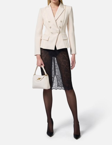 Crêpe jacket with satin details butter