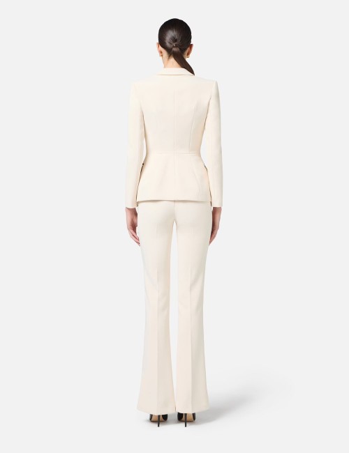 Jacket in crêpe fabric with contrasting piping butter black