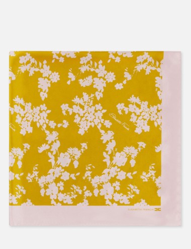 Foulard in twill di seta con stampa curry quarzo