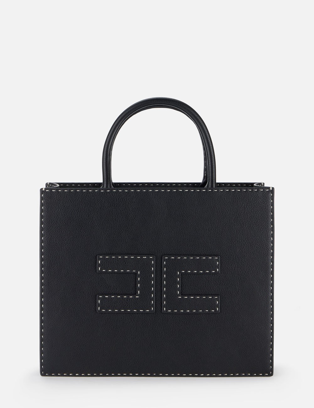 Medium tote bag with contrasting topstitching black