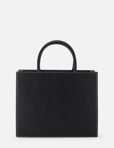Medium tote bag with contrasting topstitching black