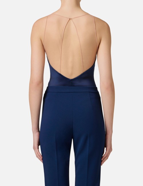 Lycra bodysuit with tulle straps ultramarine
