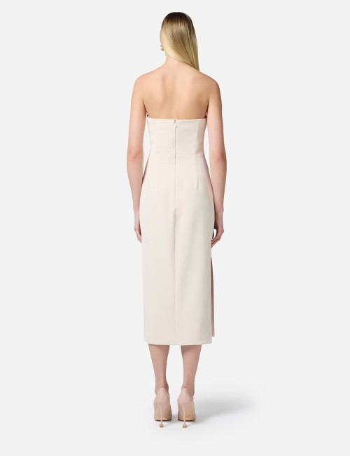 Flowing crêpe sheath dress with macro bow butter