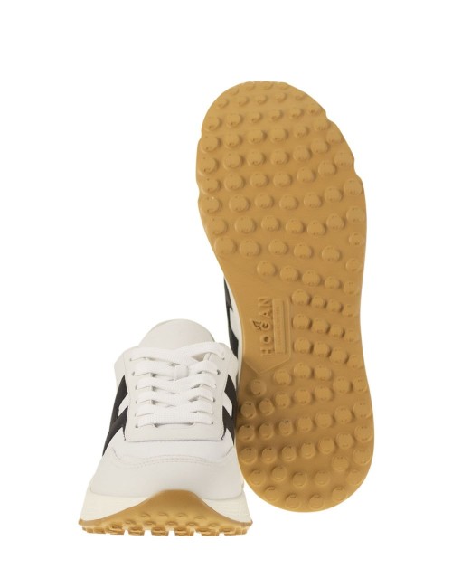 Sneakers HYPERLIGHT in pelle con H bianco nero