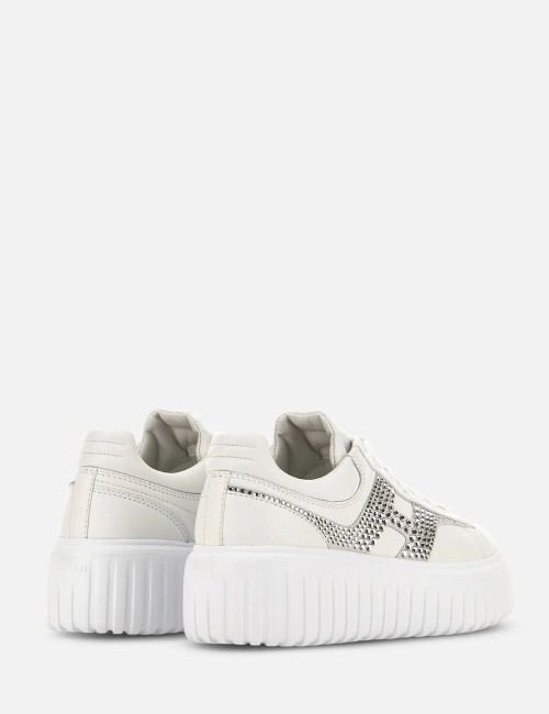 Sneakers H-Stripes with strass White Silver
