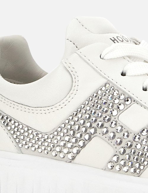 Sneakers H-Stripes with strass White Silver