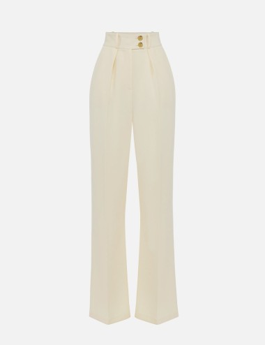 Pantaloni in crêpe fluido con bottoni dorati lemonade