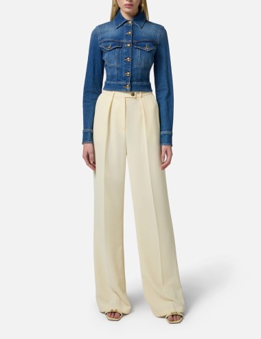 Flowing crêpe trousers with golden buttons lemonade