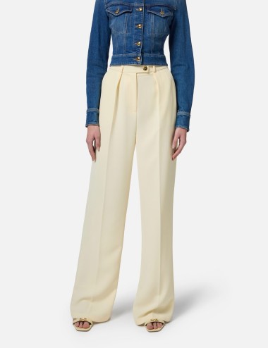 Pantaloni in crêpe fluido con bottoni dorati lemonade