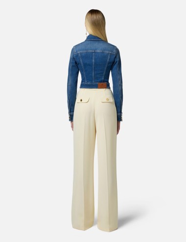 Pantaloni in crêpe fluido con bottoni dorati lemonade