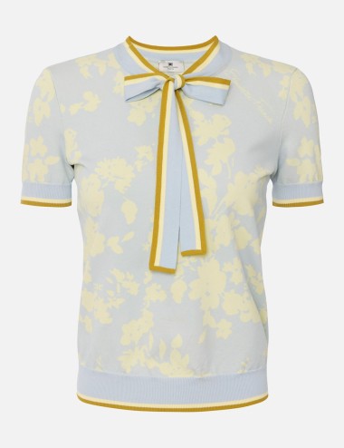 Floral jacquard top Sky Blue/Lemonade
