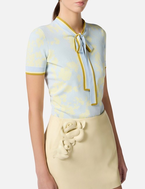 Floral jacquard top Sky Blue/Lemonade