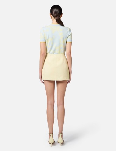 Floral jacquard top Sky Blue/Lemonade