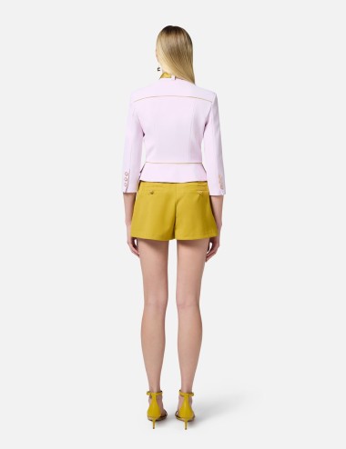 Crêpe jacket with two-tone foulard scarf quartz curry