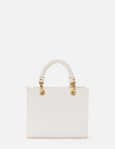 Small tote bag in jacquard fabric with charms Ivory