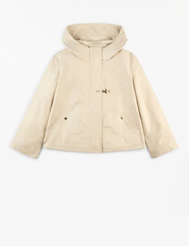 Parka Corto in Popeline Tecnico beige