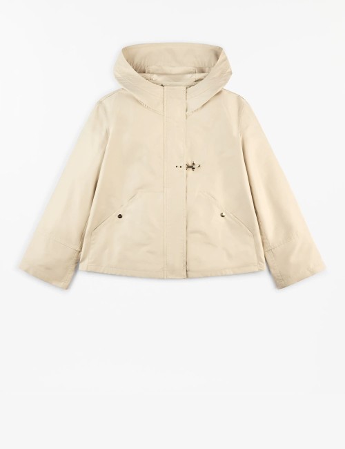 Parka Corto in Popeline Tecnico beige