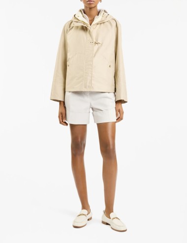 Parka Corto in Popeline Tecnico beige