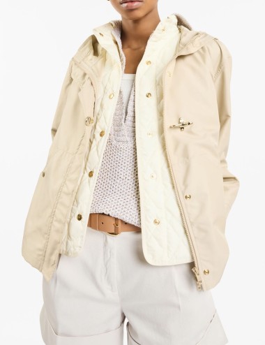 Parka Corto in Popeline Tecnico beige