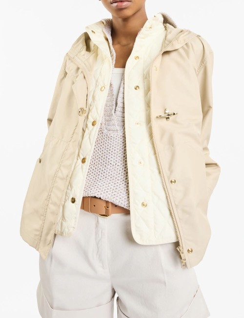 Parka Corto in Popeline Tecnico beige