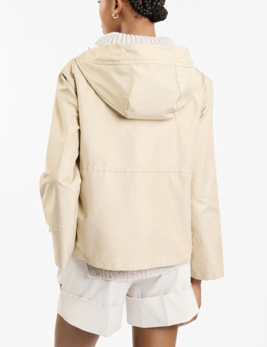 Parka Corto in Popeline Tecnico beige