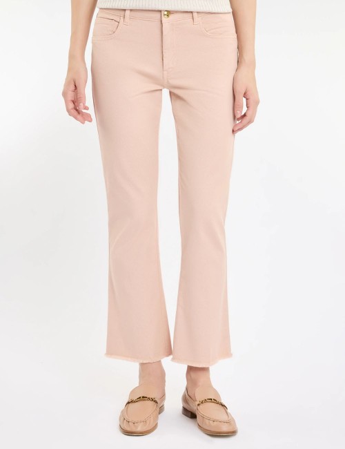 Pantaloni 5 Tasche in Cotone Stretch rosa