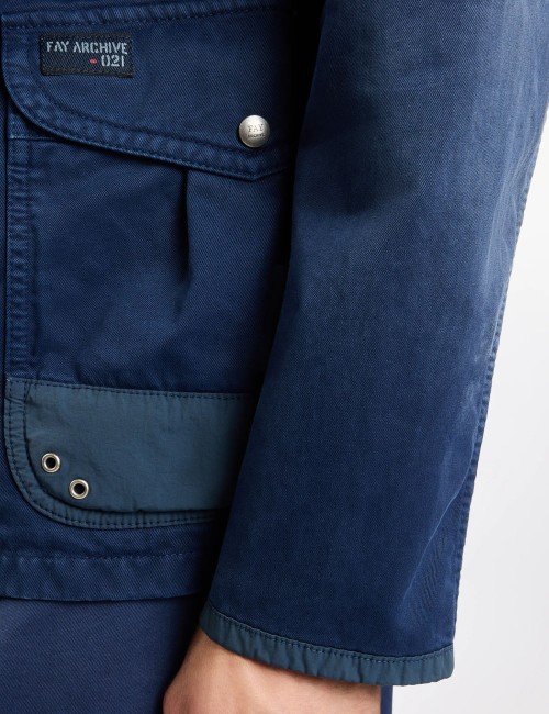 4 Ganci In Twill di Cotone - Fay Archive blu