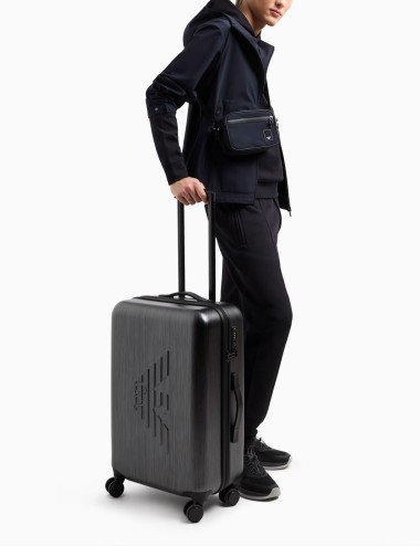Trolley medio in ABS con maxi aquila a rilievo grigio