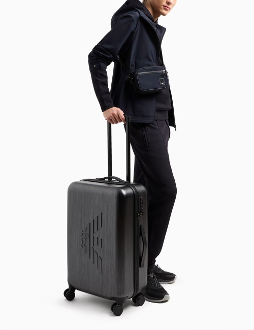 Trolley medio in ABS con maxi aquila a rilievo grigio