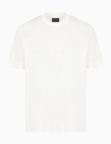 T-shirt in jersey misto lyocell con ricamo Emporio Armani ASV bianca