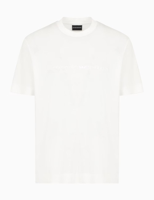 T-shirt in jersey misto lyocell con ricamo Emporio Armani ASV bianca