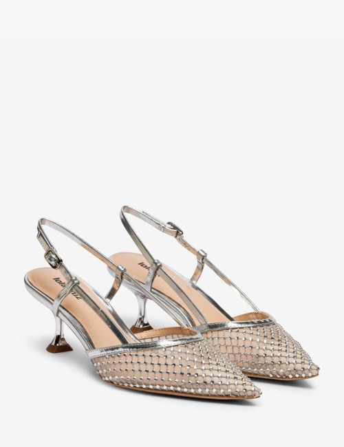 Slingback CARMEN PUMP 55 specchio argento