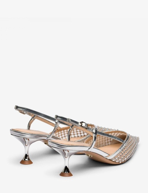 Slingback CARMEN PUMP 55 specchio argento
