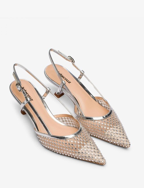 Slingback CARMEN PUMP 55 specchio argento