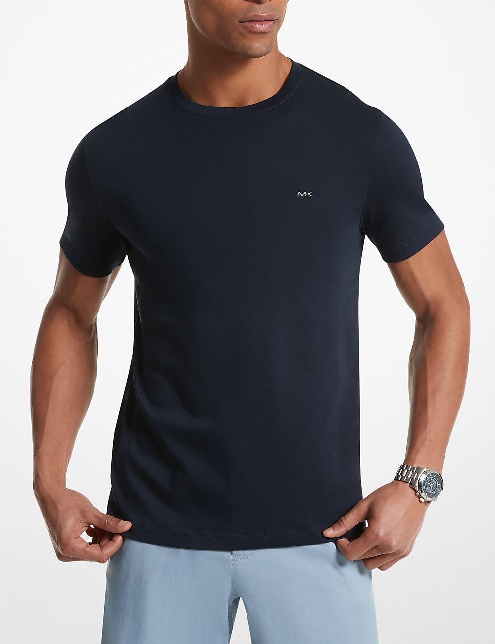 T-shirt a girocollo in cotone notte