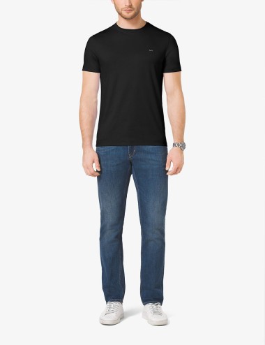 T-shirt a girocollo in cotone nera