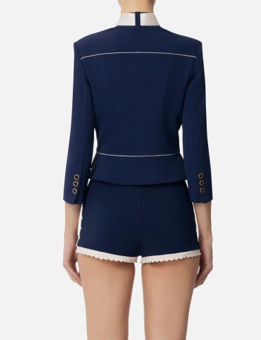 Crêpe jacket with two-tone foulard scarf ultramarine butter