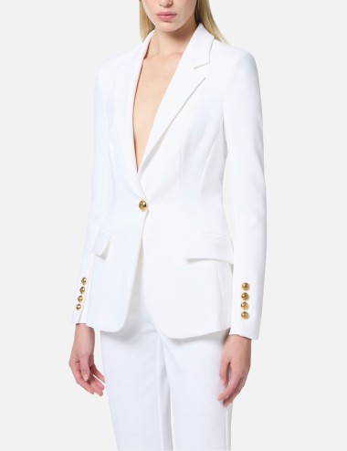 Single-breasted women’s suit in crêpe fabric Ivory