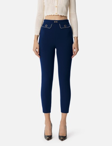 Trousers in crêpe fabric with piping and jewelled horsebit Ultramarine Butter