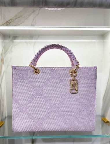 Tote bag in jacquard fabric with charms quartz