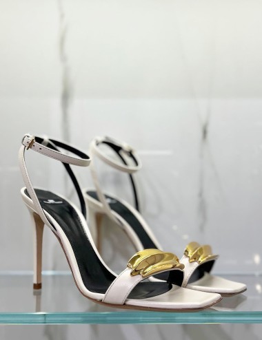 Leather sandals with jewel detail butter