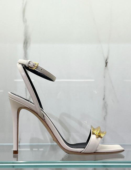 Leather sandals with jewel detail butter