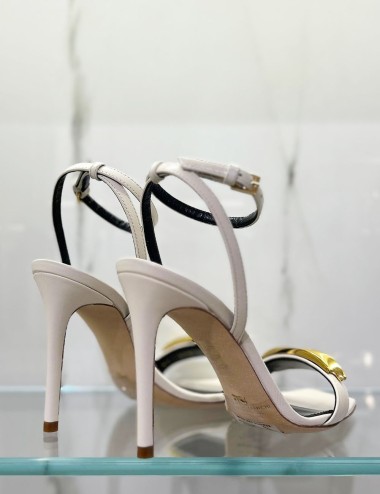 Leather sandals with jewel detail butter