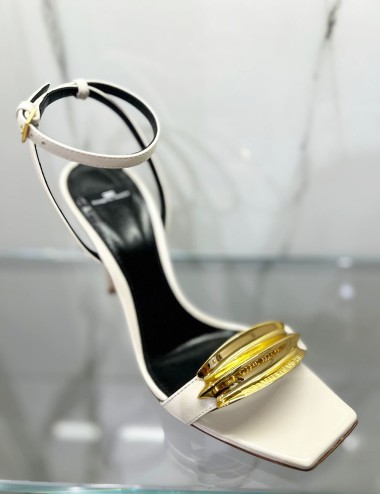 Leather sandals with jewel detail butter