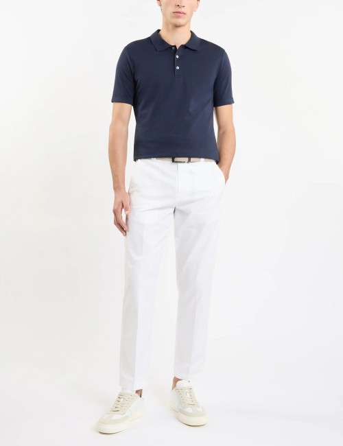 Polo in Jersey Mélange blu