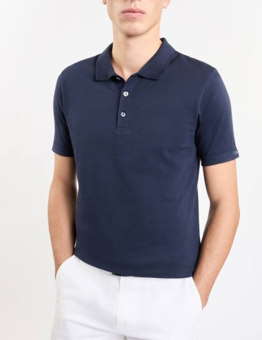 Polo in Jersey Mélange blu