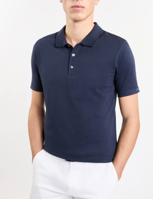 Polo in Jersey Mélange blu