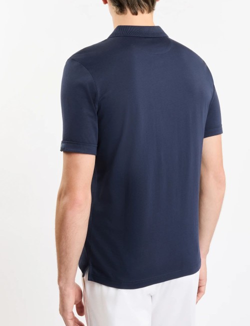 Polo in Jersey Mélange blu