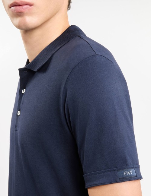 Polo in Jersey Mélange blu