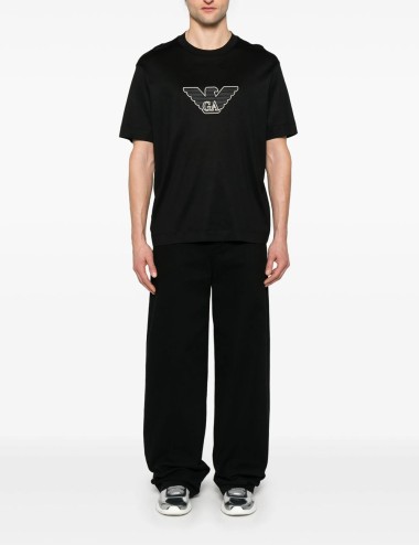 Jersey-Lyocell blend T-shirt with ASV logo embroidery black